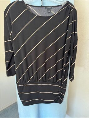 Halogen Black Tunic with Tan Stripe Detail